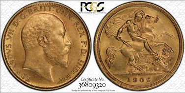 1906-S 1/2 Sov S-3977B AU58