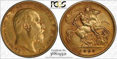 1906-M 1/2 Sov S-3975 AU53