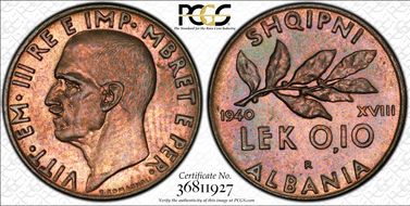 1940-R .10 Lek KM-28 MS64