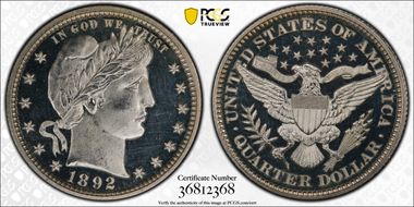 1892 25C PR65DCAM