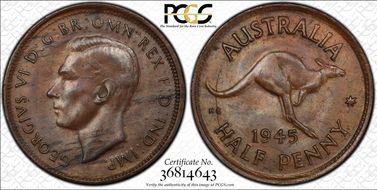 1945(p) 1/2D No Dot MS62BN