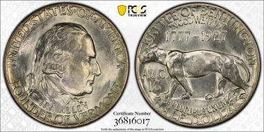 1927 50C Vermont MS65