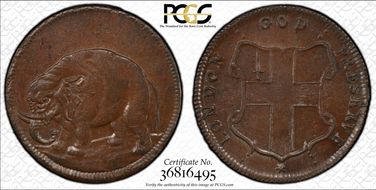 (1694) Token Elephant, Thick Planchet MS63BN