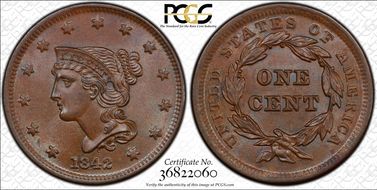 1842 1C Small Date MS65BN