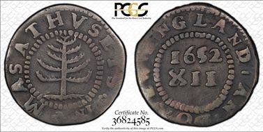 1652 Shilling Pine Tree, Small Planchet VF20