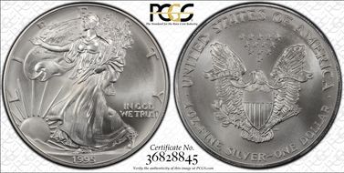 1995 $1 Silver Eagle MS70