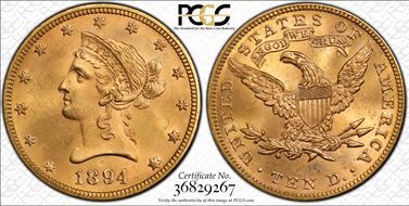 1894 $10 MS64+