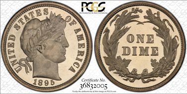 1895 10C PR67CAM