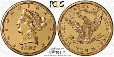 1907 $10 Liberty PR63CAM