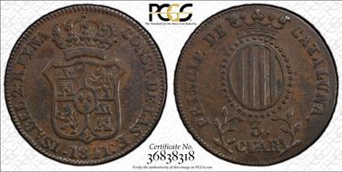 1841 3 Qrt Catalonia Calico-708 AU50BN
