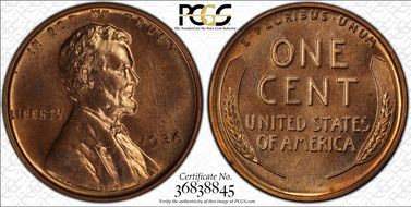 1936 1C Satin PR65RD