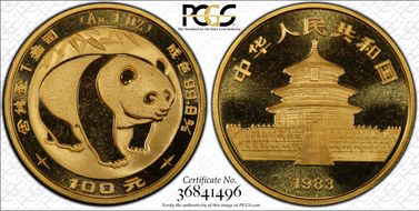 1983 100 Yn Panda Gold PAN-6A MS68