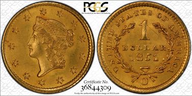 1851-O G$1 MS64