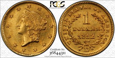 1852-D G$1 MS62