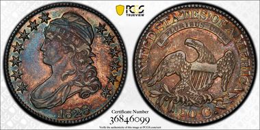 1828 50C Square 2, Small 8s, Lg. Letters AU55