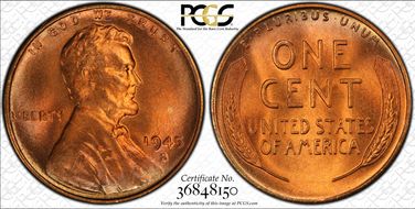 1945-S 1C MS67RD