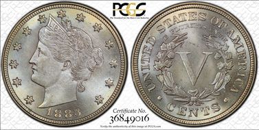 1883 5C With CENTS MS66+