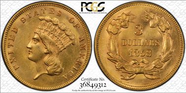 1858 $3 MS62