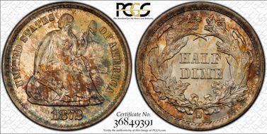 1872-S H10C Mintmark Below Bow MS68