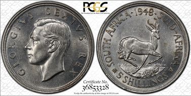 1948 5 Shil KM-40.1  Ag MS61