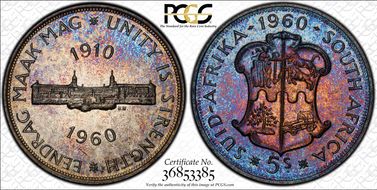 1960 5 Shil 50th Anniversary SA Union PR64