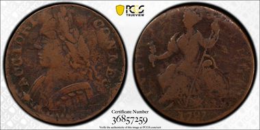 1787 CT 1/2P Mailed Bust Left, M 13-D VF20BN