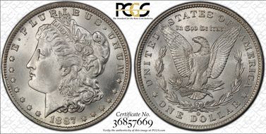 1887-O $1 VAM 5 Doubled Stars MS64