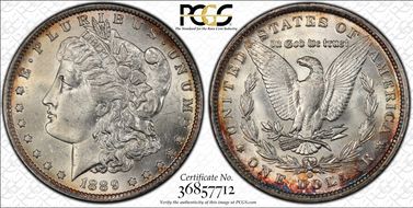 1889-O $1 VAM 1A Clashed E MS61