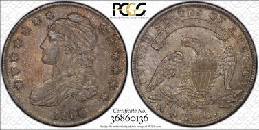 1836 50C Lettered Edge AU58