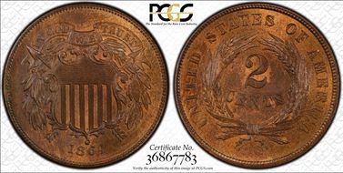 1864 2C Large Motto MS65RB