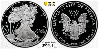 2008-W $1 Silver Eagle PR70DCAM