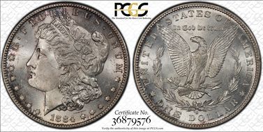 1884-S $1 MS62+