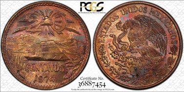 1974-Mo 20C Bronze MS65RB