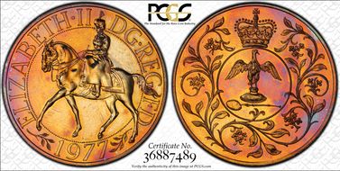 1977 25p Jubilee Cu/Ni S-LL2 MS65