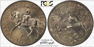 1977 25p Jubilee Cu/Ni S-LL2 MS66