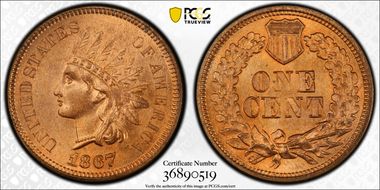 1867 1C MS65RD