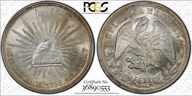 1898-Mo AM Peso Restrike KM-409.2 MS63