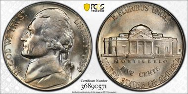 1939-S 5C Reverse of 1940 MS67FS