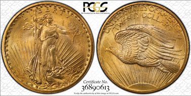 1908 $20 No Motto MS65