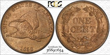 1858 1C Large Letters MS63