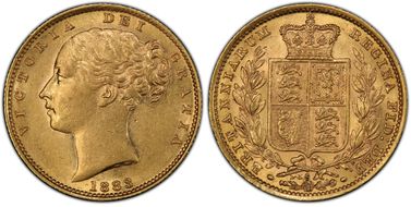 1883-S Sov S-3855B Shield AU58