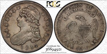 1814 50C O-105a Single Leaf VF35