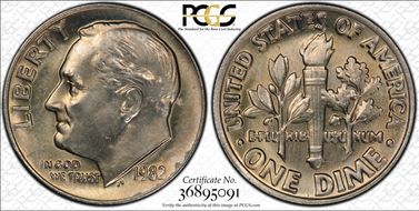 1982 10C No Mintmark - Strong MS65