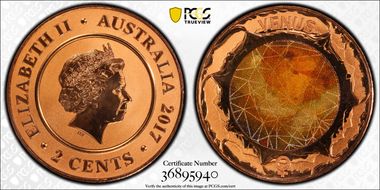 2017 2C Planetary Coins Venus Colorized MS70RD