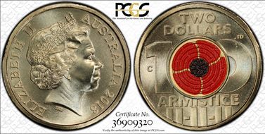 2018-C $2 Armistice Centenary Colorized MS69