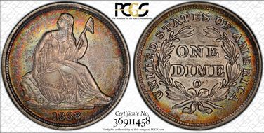 1838-O 10C AU53