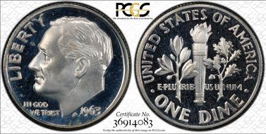 1963 10C PR65DCAM