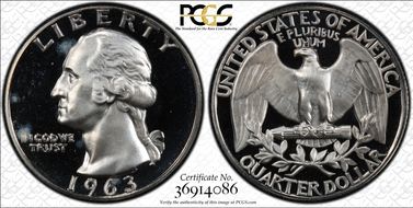 1963 25C PR64DCAM