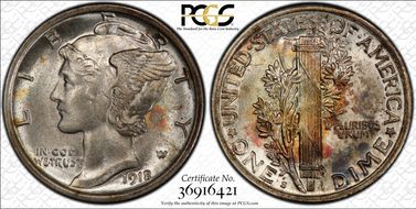 1918-S 10C MS66