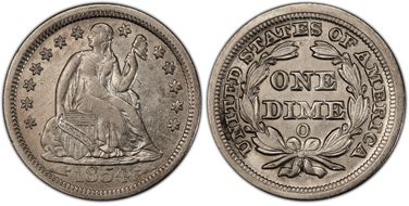 1854-O 10C Arrows S.S. Central America #2 (with Pinch) VF35